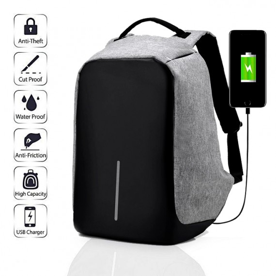 Anti Theft Water Proof Laptop Backpack With A Usb Cable