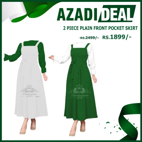 Azadi Deal 2 Piece Plain Front Pocket Skirt