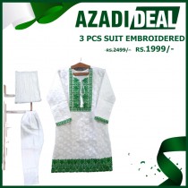 Azadi Deal 3 Pcs SUIT Embroidered