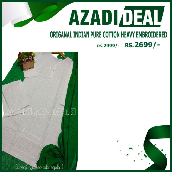 AZADI DEAL ORIGANAL INDIAN PURE COTTON HEAVY EMBROIDERED