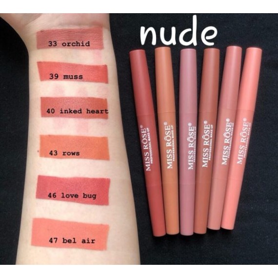 Miss rose 2in1 nude lipstick 6pcs set