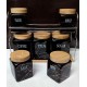 8 Pcs Ceramic Spice Set with Wooden Air Tight Lids