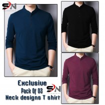 Exclusive Pack Of 3 Neck Designs T-Shirt