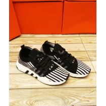 Black White Stripped Style Casual Shoes