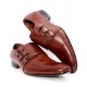 Brown Tri-Strap Buckle Stylish Formal Shoes