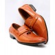 Camel Brown Strap Tassels Design Formal Shoes