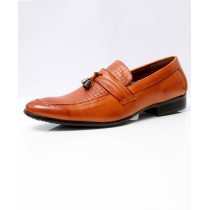 Camel Brown Strap Tassels Design Formal Shoes