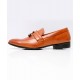 Camel Brown Strap Tassels Design Formal Shoes