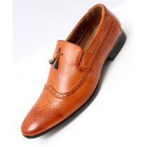 Camel Brown Tassels Design Formal Shoes