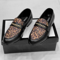 Gucci Leopard Texture Formal Shoes