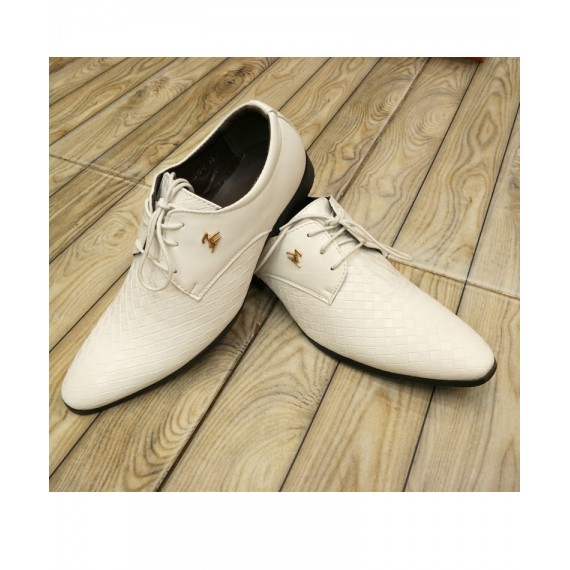 White Grid Style Formal Shoes