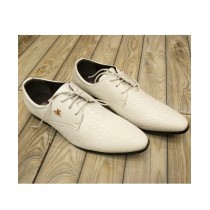 White Grid Style Formal Shoes