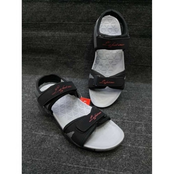 Black White Two-Strap Design Casual Sandal