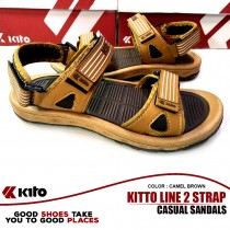 Kito Line 2 Strap Casual Sandals Camel Brown