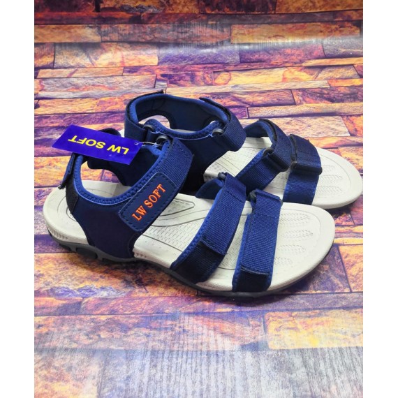 Navy Blue Tri-Strap Design Casual Sandal