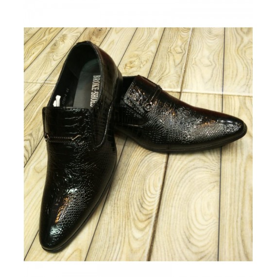 Black Textured Design Formal Shoes