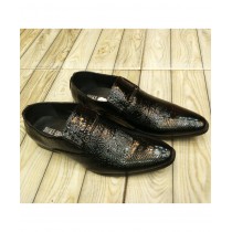 Black Textured Design Formal Shoes