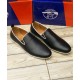 Black White Side Lining Design Loafers