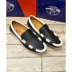 Black White Stitched Design Loafers