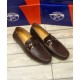 Choco Brown Buckle Design Loafers