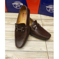 Choco Brown Buckle Design Loafers