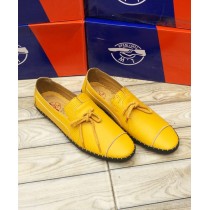 Lemon Yellow Side Pattern Design Loafers