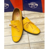 Lemon Yellow Side Pattern Design Loafers