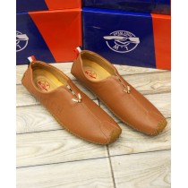 Light Brown Stitched Design Loafers