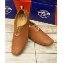 Light Brown Stitched Design Loafers