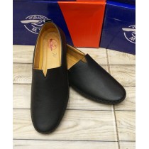 Matt Black Stitched Design Loafers