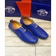 Navy Blue Stitched Design Loafers