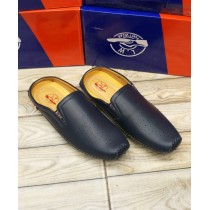 Navy Blue Stitched Dotted Style Loafers