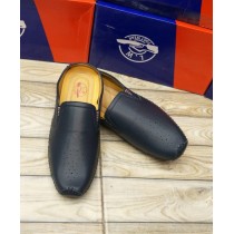 Navy Blue Stitched Dotted Style Loafers