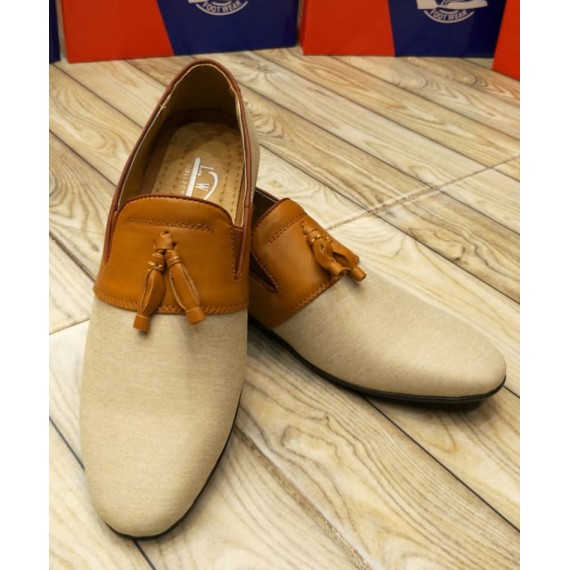 Off White Brown Bow Knotted Style Loafers