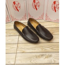 Plain Brown Stitched Design Slip-on Loafers