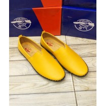 Plain Yellow Stitched Design Loafers