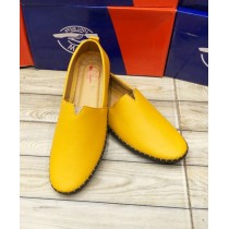 Plain Yellow Stitched Design Loafers