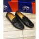 Shiny Black Stitched Design Loafers