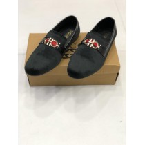 Velvet Style Black Loafer Shoes