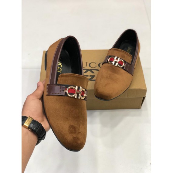 Velvet Style Brown Loafer Shoes