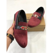 Velvet Style Maroon Loafer Shoes