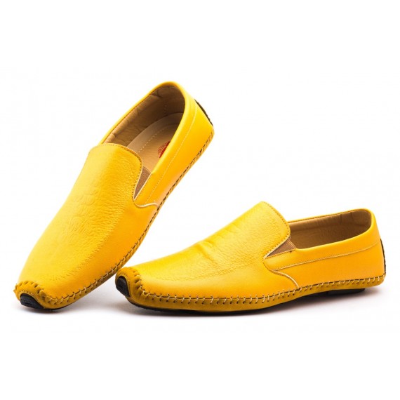 Yellow Plain Slip On Stylish Loafers