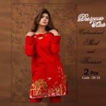 2 Pcs Designer Embroidered Shirt and Trouser DK-05