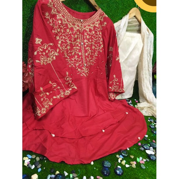 Eid Collection Heavy Embroidery Double Border 3Pcs MB-297