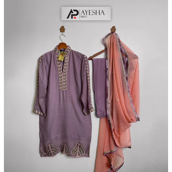 FANCY 3PCS CONTRASS DUPATTA BY AYESHAPRET MS-0624