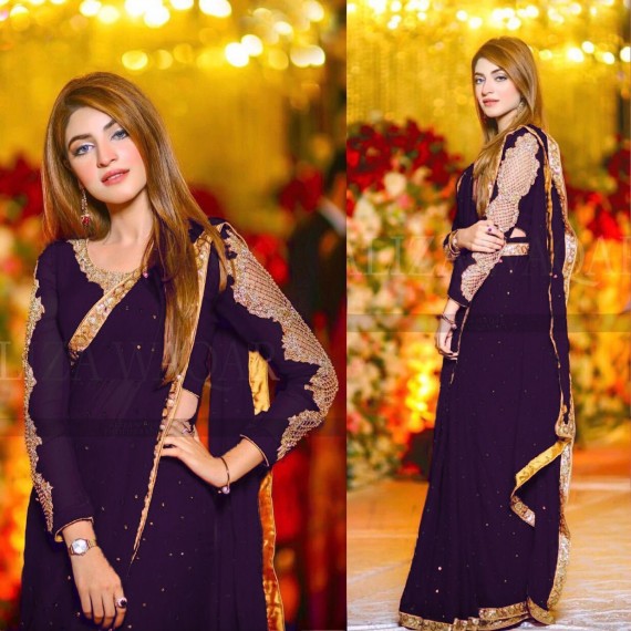 KINZA HASHMI EMBROIDERED CHIFFON SAREE 2021 MB-68