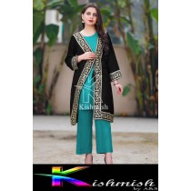 Kishmish 3 Pcs Embroidery Gown Style Suit