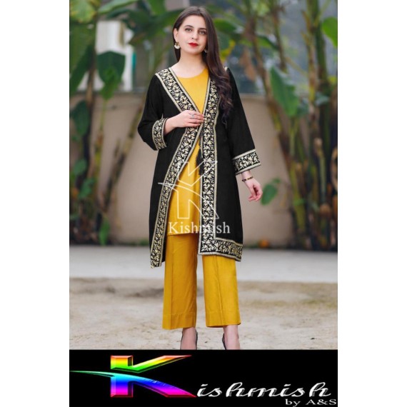 Kishmish 3 Pcs Embroidery Gown Style Suit BRL-0148