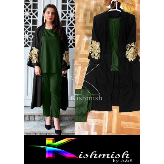 Kishmish 3 Pcs Embroidery Gown Suit