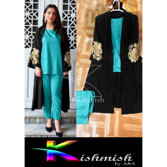 Kishmish 3 Pcs Embroidery Gown Suit BRL-0139